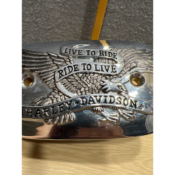 Vintage Harley Davidson Live To Ride Silver Eagle Air Cleaner Insert Trim - Picture 3 of 4